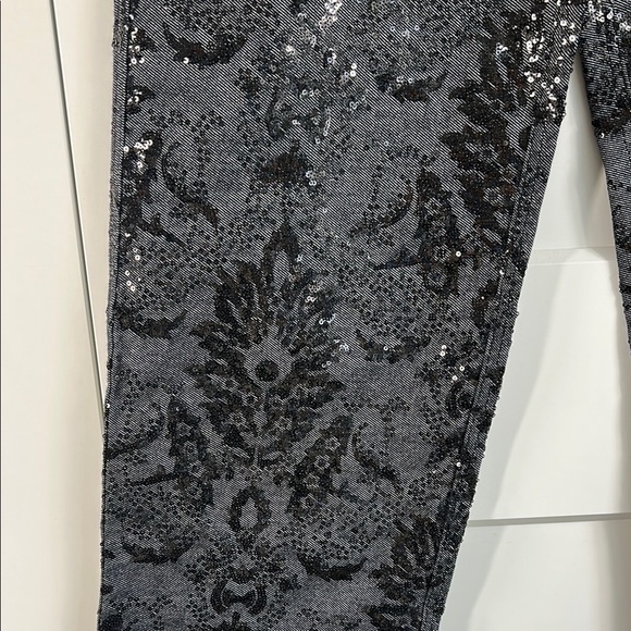 Zara Black Sequined Patterned Pants | 6 - Picture 5 of 8